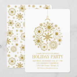Gold Snowflake Ornament Holiday Party Kaart