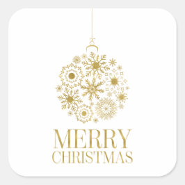 Gold Snowflake Ornament Holiday Square Stickers