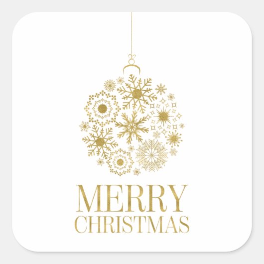 Gold Snowflake Ornament Holiday Square Stickers (Voorkant)