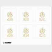 Gold Snowflake Ornament Holiday Square Stickers (Vel)