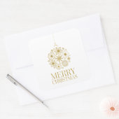 Gold Snowflake Ornament Holiday Square Stickers (Envelop)