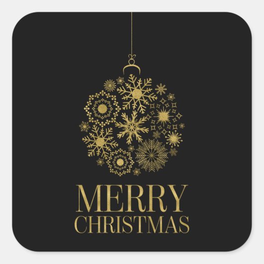 Gold Snowflake Ornament Holiday Square Stickers (Voorkant)