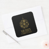 Gold Snowflake Ornament Holiday Square Stickers (Envelop)