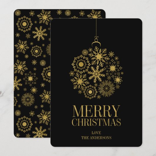 Gold Snowflake Ornament kerstfeestdag Kaart (Voorkant / Achterkant)