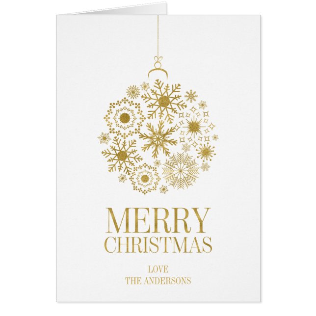 Gold Snowflake Ornament kerstmis Wenskaart (Voorkant)