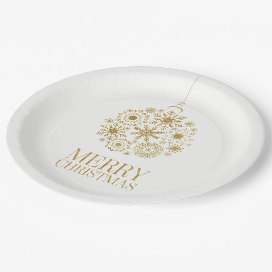 Gold Snowflake Ornament kerstpapier Bord (Gekanteld)