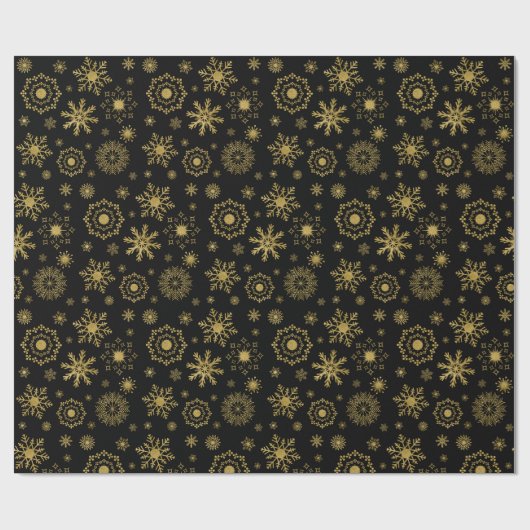 Gold Snowflake Ornament kerstpapier Cadeaupapier (Vlak)