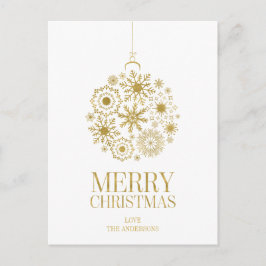 Gold Snowflake Ornament Merry Kerstmis Briefkaart