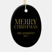 Gold Snowflake Ornament Merry Kerstmis Ornament (Achterkant)