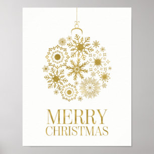 Gold Snowflake Ornament Merry Kerstmis Poster