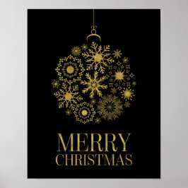 Gold Snowflake Ornament Merry Kerstmis Poster