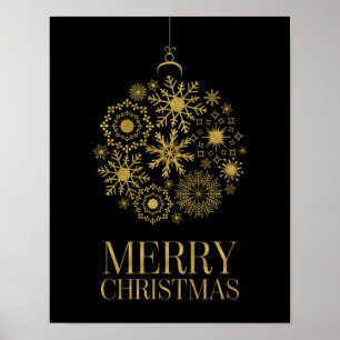 Gold Snowflake Ornament Merry Kerstmis Poster