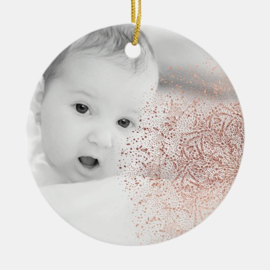 Gold Snowflake Ornament met kerstkeramiek (Voorkant)