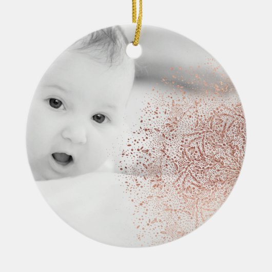 Gold Snowflake overlay kerstmis Keramisch Ornament (Voorkant)