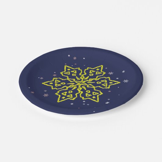 Gold Snowflake Papieren Bordje (Gekanteld)