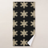 Gold Snowflake Pattern Black stijlvol elegant Cute Badhanddoek (Badhanddoek)