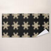 Gold Snowflake Pattern Black stijlvol elegant Cute Badhanddoek (Badhanddoek)