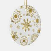 Gold Snowflake Pattern-kerstversiering Keramisch Ornament (Rechts)