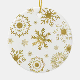 Gold Snowflake Pattern-kerstversiering Keramisch Ornament
