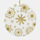 Gold Snowflake Pattern-kerstversiering Keramisch Ornament (Achterkant)