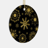 Gold Snowflake Pattern-kerstversiering Keramisch Ornament (Rechts)