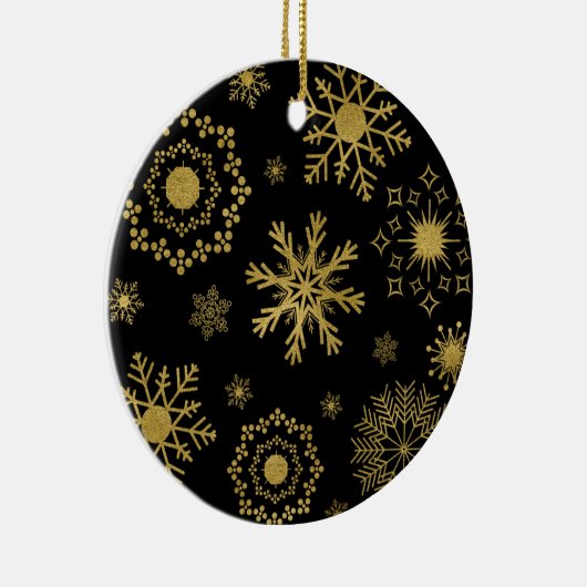 Gold Snowflake Pattern-kerstversiering Keramisch Ornament (Rechts)