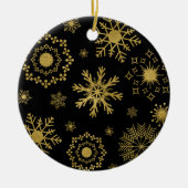 Gold Snowflake Pattern-kerstversiering Keramisch Ornament (Voorkant)
