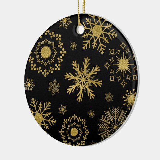 Gold Snowflake Pattern-kerstversiering Keramisch Ornament (Links)