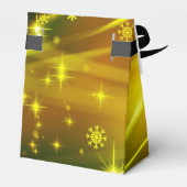 Gold Snowflake Pattern kerstvierkant Bedankdoosjes (Achterkant)