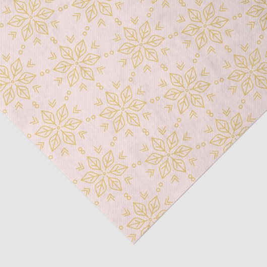 Gold Snowflake Pattern op Roze Tissuepapier (Detail)