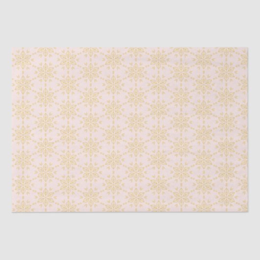 Gold Snowflake Pattern op Roze Tissuepapier (Voorkant)