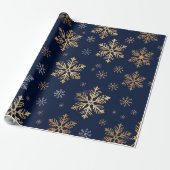 Gold Snowflake Pattern Wrapping Paper Cadeaupapier (Uitgerold)