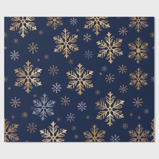 Gold Snowflake Pattern Wrapping Paper Cadeaupapier (Vlak)