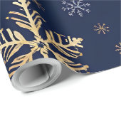 Gold Snowflake Pattern Wrapping Paper Cadeaupapier (Rol Hoek)