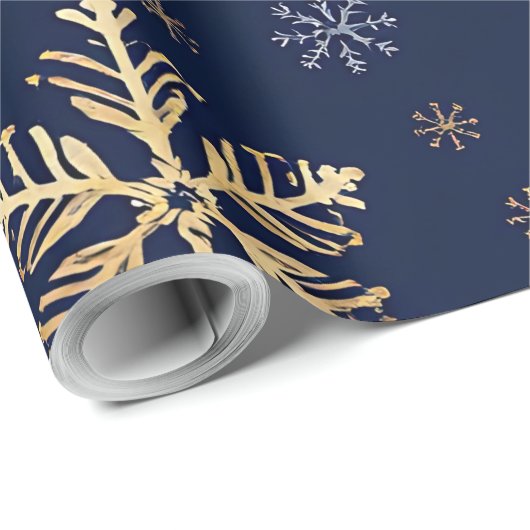 Gold Snowflake Pattern Wrapping Paper Cadeaupapier (Rol Hoek)