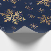 Gold Snowflake Pattern Wrapping Paper Cadeaupapier (Hoek)