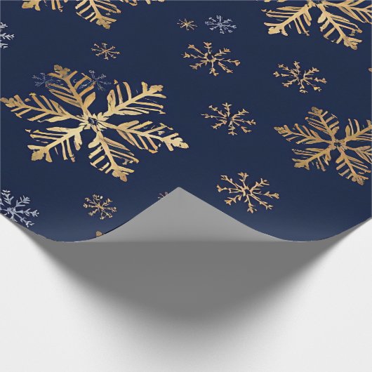Gold Snowflake Pattern Wrapping Paper Cadeaupapier (Hoek)
