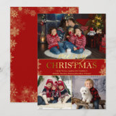 Gold Snowflake Photo Merry Kerstry Feestdagenkaart (Voorkant / Achterkant)