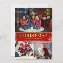 Gold Snowflake Photo Merry Kerstry Feestdagenkaart