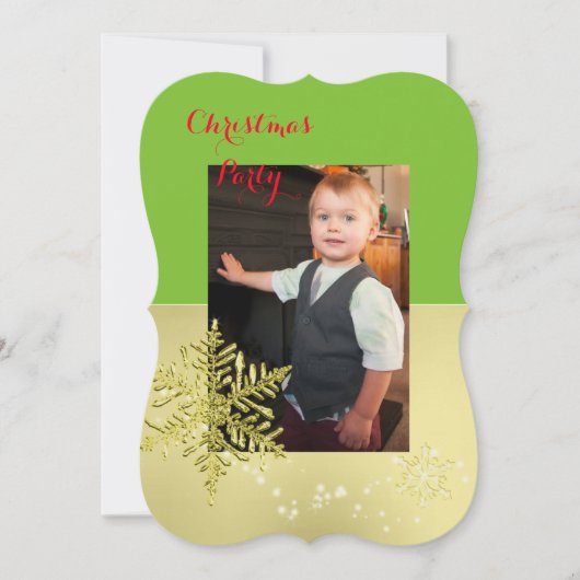 Gold Snowflake Photo Template Kaart (Voorkant)