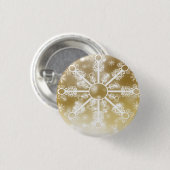 Gold Snowflake Ronde Button 3,2 Cm (Voorkant /achterkant)