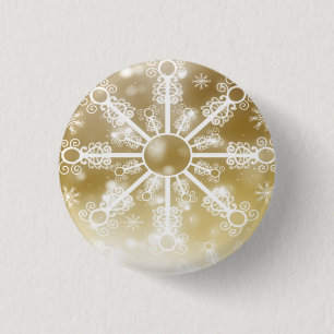 Gold Snowflake Ronde Button 3,2 Cm