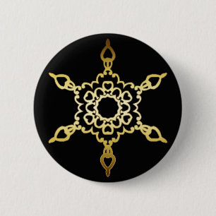 GOLD SNOWFLAKE RONDE BUTTON 5,7 CM