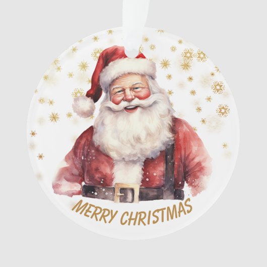 Gold Snowflake Santa Claus Kid's Christmas Ornament (voorkant)