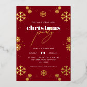 Gold Snowflake Script Corporate Christmas Folie In Uitnodiging (Voorkant)
