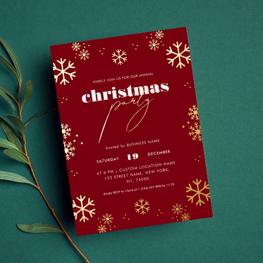 Gold Snowflake Script Corporate Christmas Folie In Uitnodiging