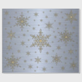 Gold Snowflake Silver Metallic Wrapping Paper Cadeaupapier (Vlak)
