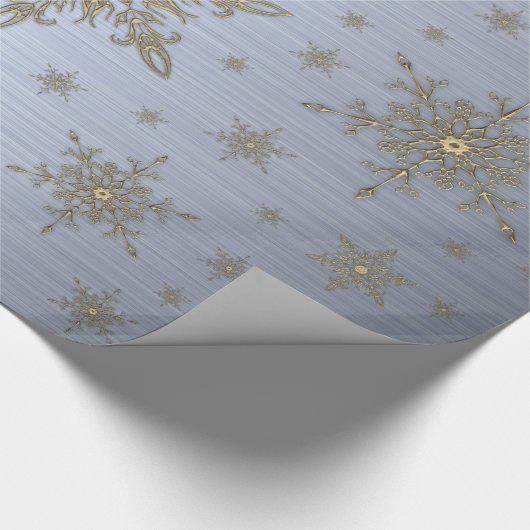 Gold Snowflake Silver Metallic Wrapping Paper Cadeaupapier (Hoek)
