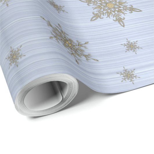 Gold Snowflake Silver Metallic Wrapping Paper Cadeaupapier (Rol Hoek)