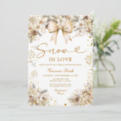 Gold Snowflake Snow in Love Winter Bridal Shower Kaart (Staand voorkant)